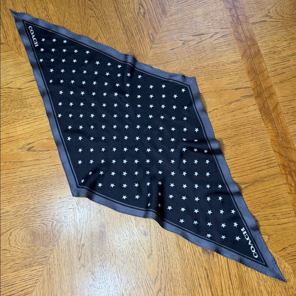COACH STAR PRINT SILK DIAMOND SCARF - Picture 3 of 3